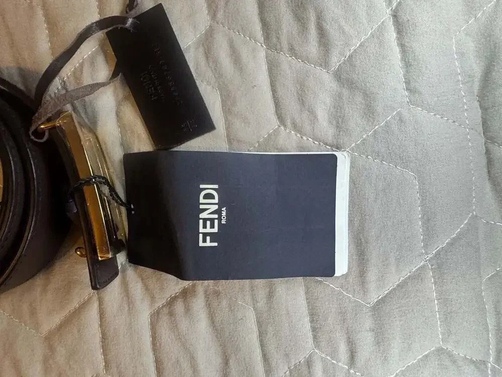 Fendi Reversible Leather Belt in White and Chocolate Brown